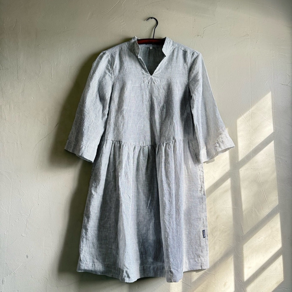 Linen Me pinstripe knee length summer dress